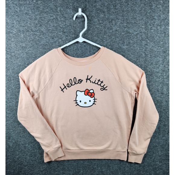 Hello Kitty by Sanrio Womens Sweatshirt Pink Graphic Crew Neck Pullover Small - Picture 1 of 8